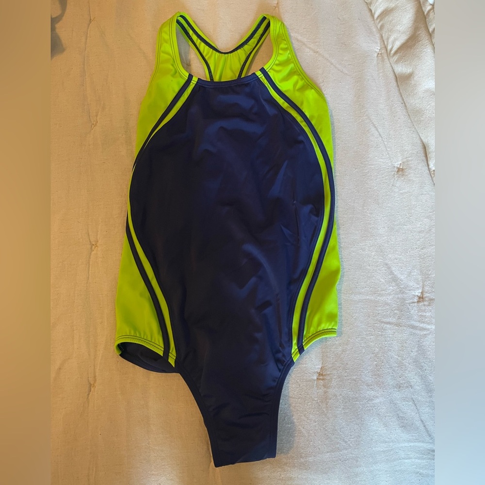 Speedo Blue and Green One Piece Swimsuit Racerback Sz 20